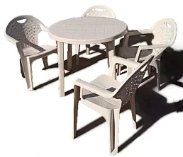 Комплект пластиковой мебели (стол круглый Д900 «Ривьера» + 4 кресла «Флинт») 