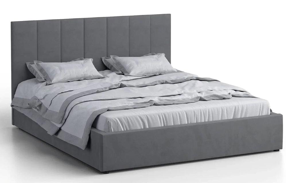 Кровать двуспальная Афина 3 160 с ПМ велюр серый