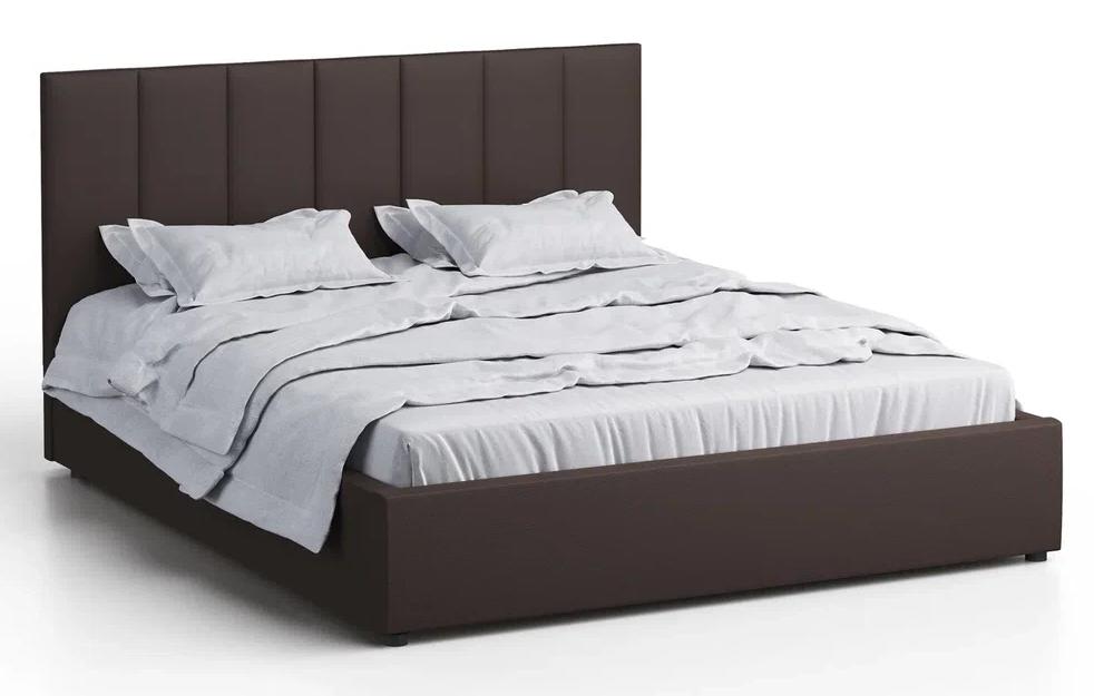 Кровать двуспальная Афина 3 160 с ПМ экокожа коричневая