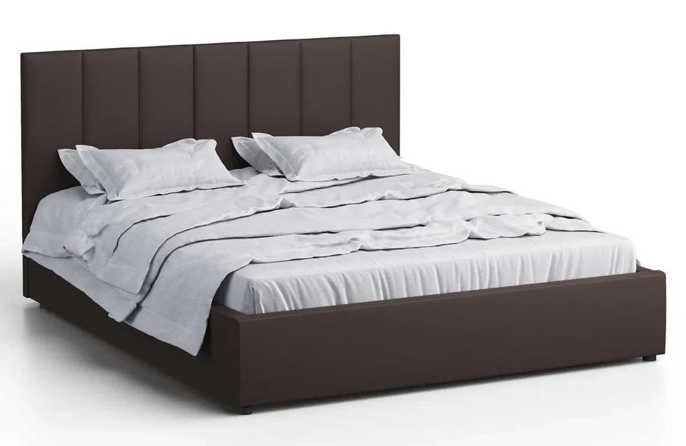 Кровать двуспальная Афина 3 140 с ПМ экокожа коричневая