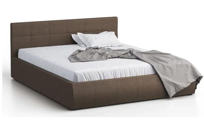 Кровать двуспальная Лофт 180 с ПМ рогожка коричневая
