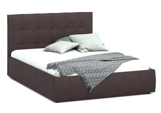 Кровать двуспальная Афина 2 160 с ПМ экокожа коричневая