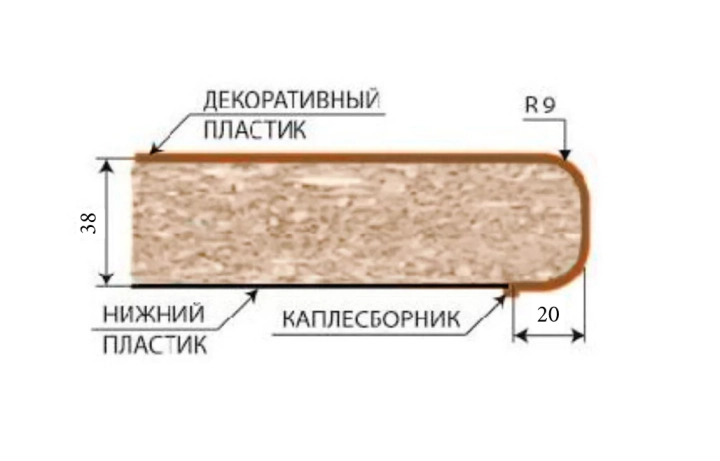 Столешница 38 мм Мрамор белый 0.36 м (правая), Белый