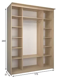Шкаф-купе Эконом Миллениум 1752х2400х573 светлый роникон