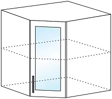 Шкаф верхний угловой со стеклом ШВУС 600х600 арт153 