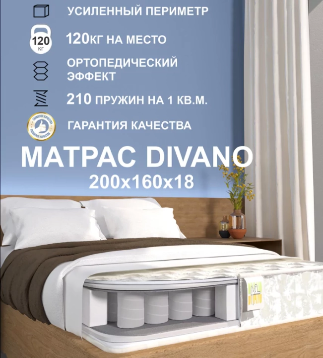 Матрас Divano НПБ 160, Белый